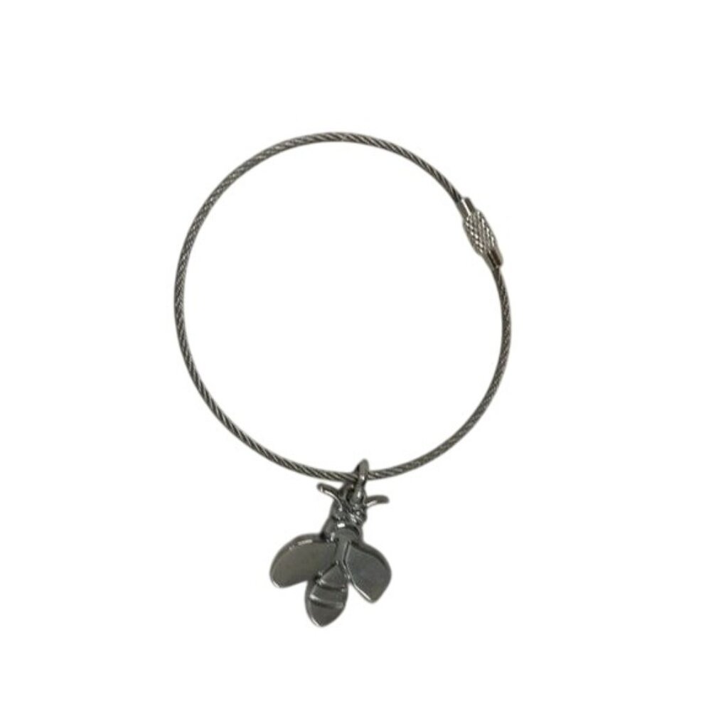 Bee Charm Wire Silver Tone Bracelet
